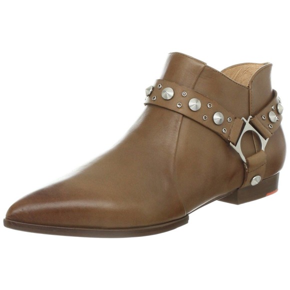 Joe's Jeans Dahlia Ankle Leather Boot Almond Toe Studs Tan/Brown 6/6.5/7/7.5/8 - Picture 1 of 7